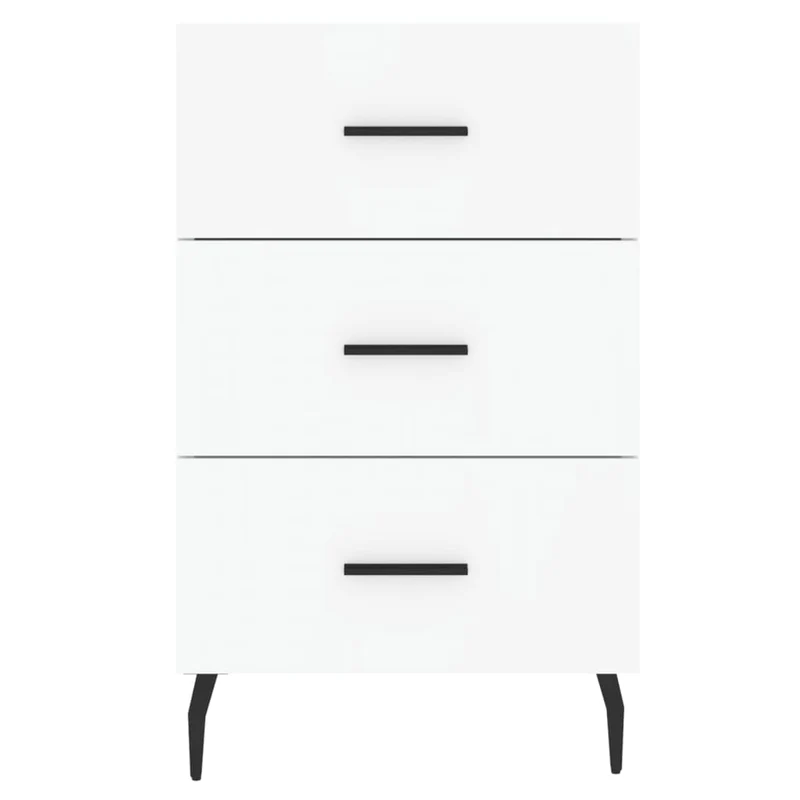 Table de chevet avec 3 tiroirs 40 x 40 x 66 cm bois d'ingénierie blanc et fer DEC033401