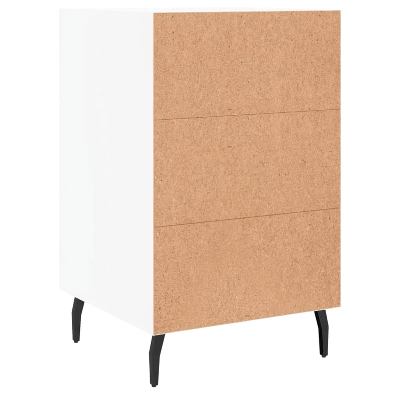 Table de chevet avec 3 tiroirs 40 x 40 x 66 cm bois d'ingénierie blanc et fer DEC033401