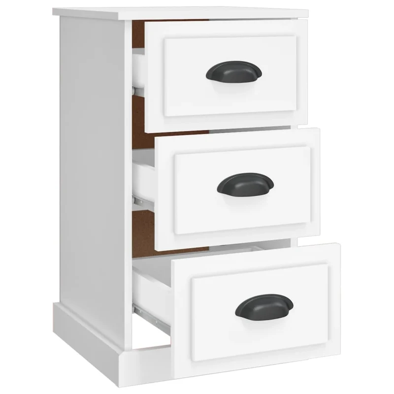 Table de chevet avec 3 tiroirs 39 x 39 x 67 cm bois d'ingénierie blanc DEC033326