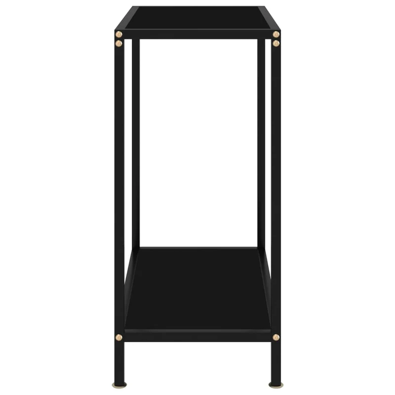 Table console meuble d'appoint 60 x 35 x 75 cm verre trempé noir et acier DEC032139