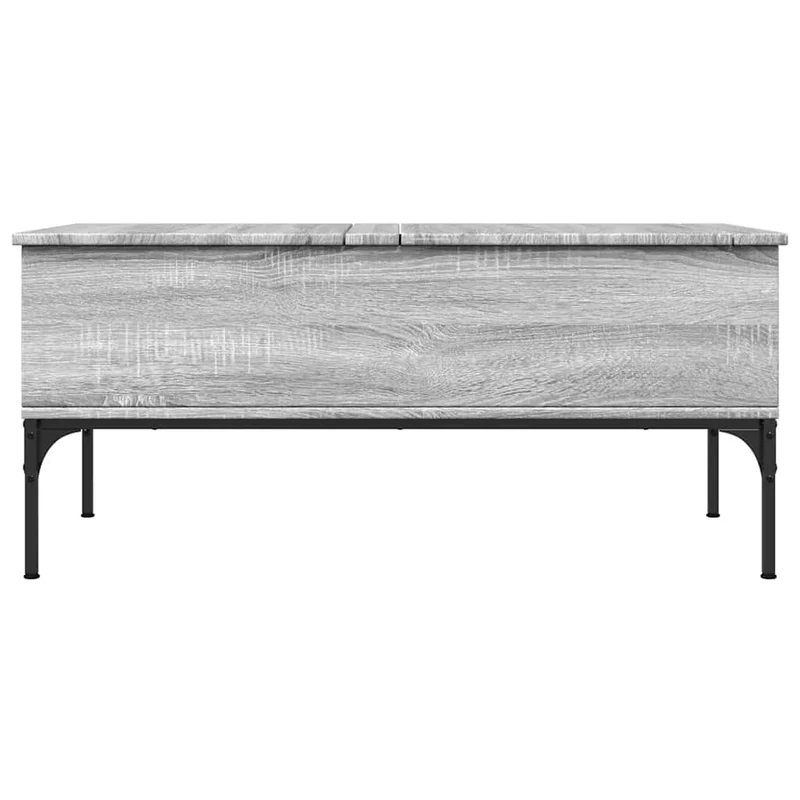 Table basse avec 2 compartiments cachés 100 x 50 x 45 cm bois d'ingénierie gris et métal DEC039953