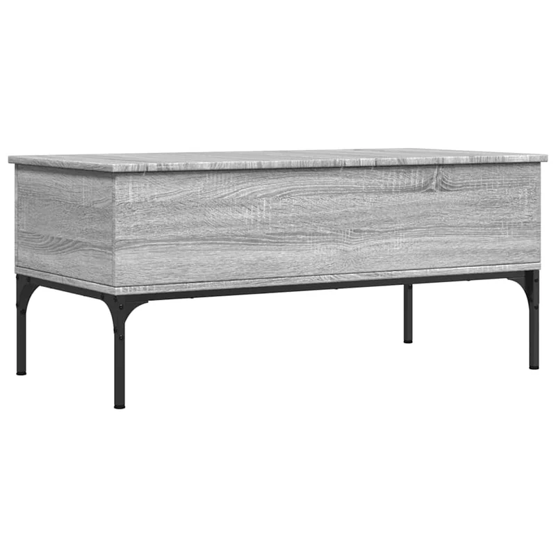 Table basse avec 2 compartiments cachés 100 x 50 x 45 cm bois d'ingénierie gris et métal DEC039953