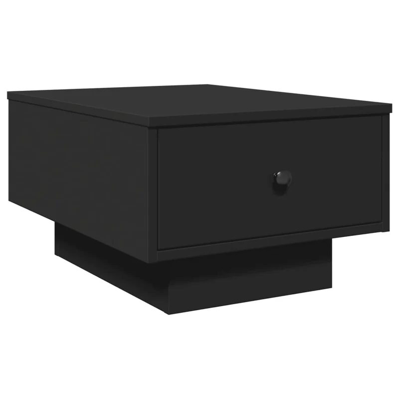 Table basse avec tiroir design moderne 60 x 45 x 31 cm bois d'ingénierie noir et métal DEC039704