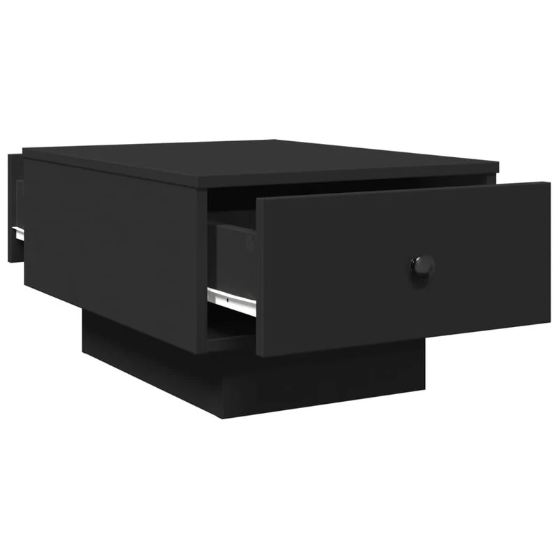 Table basse avec tiroir design moderne 60 x 45 x 31 cm bois d'ingénierie noir et métal DEC039704