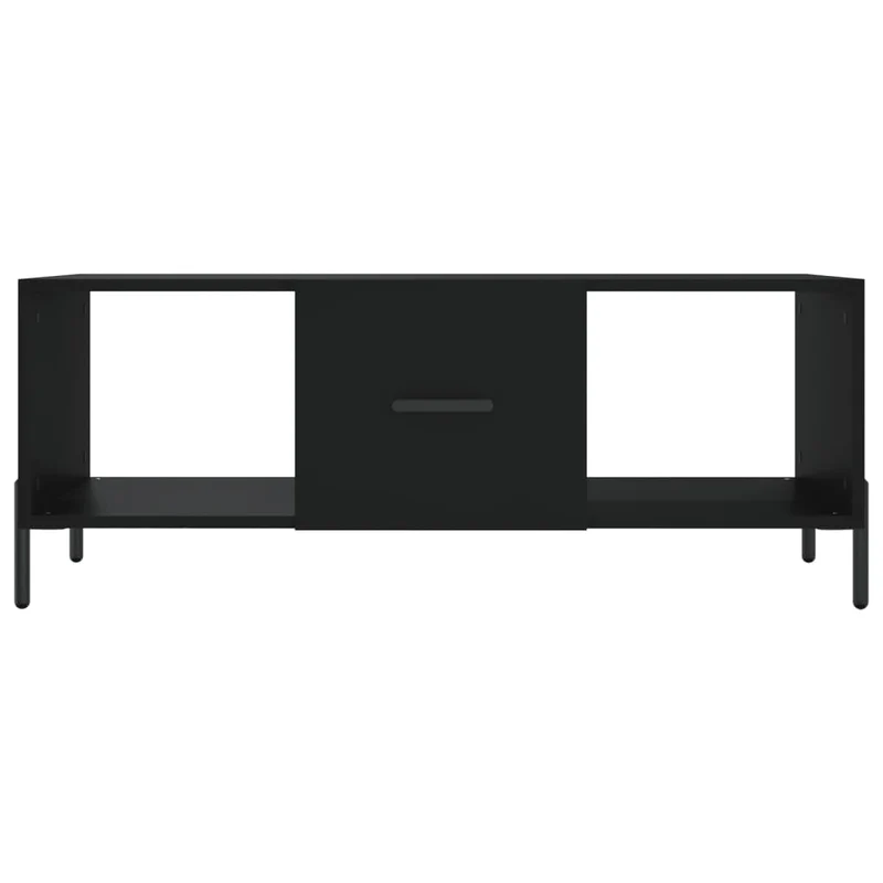 Table basse avec tiroir design moderne 102 x 50 x 40 cm bois d'ingénierie noir et fer DEC039599