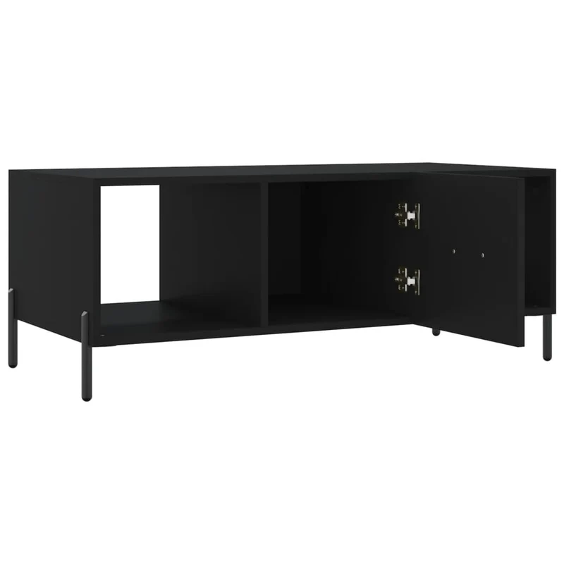 Table basse avec tiroir design moderne 102 x 50 x 40 cm bois d'ingénierie noir et fer DEC039599