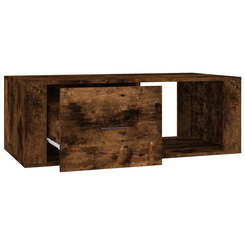 Table basse avec tiroir design rustique 100 x 50,5 x 35 cm bois d'ingénierie marron DEC038313