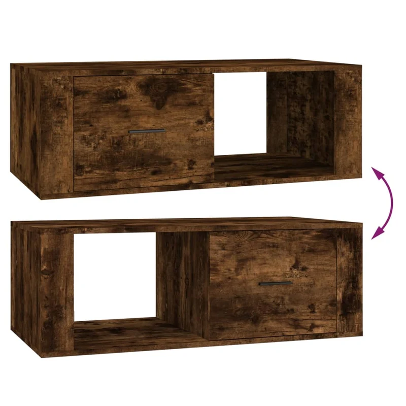Table basse avec tiroir design rustique 100 x 50,5 x 35 cm bois d'ingénierie marron DEC038313