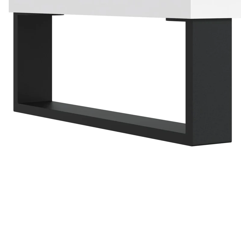Table basse avec 4 compartiments design moderne et contemporaine 60 x 50 x 36,5 cm bois d'ingénierie blanc et métal DEC037916