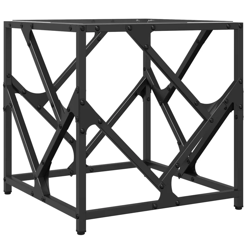 Table d'appoint design industriel avec dessus en verre transparent et acier 40 x 40 x 41 cm DEC037366