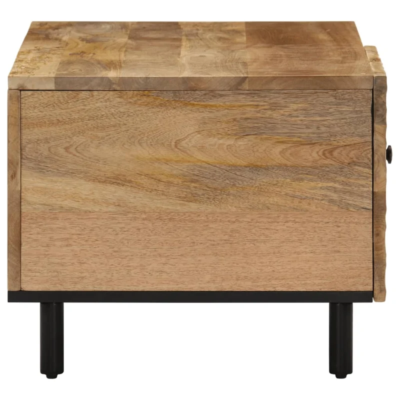 Table basse de salon design rustique 80 x 50 x 40 cm bois de manguier massif et fer DEC037152