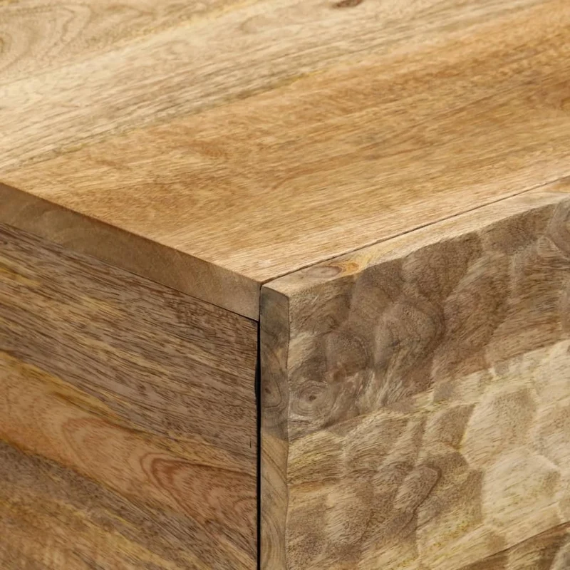 Table basse de salon design rustique 80 x 50 x 40 cm bois de manguier massif et fer DEC037152