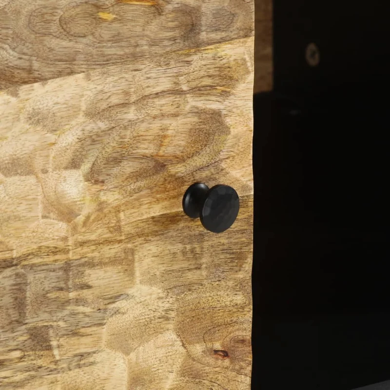 Table basse de salon design rustique 80 x 50 x 40 cm bois de manguier massif et fer DEC037152