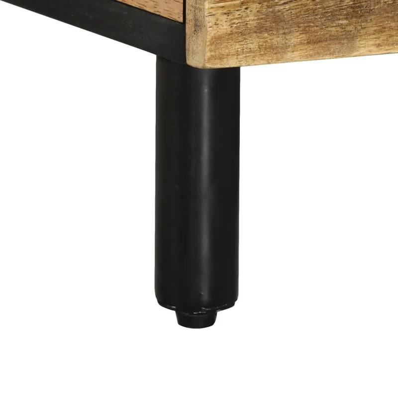 Table basse de salon design rustique 80 x 50 x 40 cm bois de manguier massif et fer DEC037152