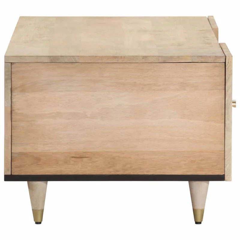 Table basse de salon design rustique 100 x 54 x 40 cm bois de manguier avec motifs sculptés DEC036945