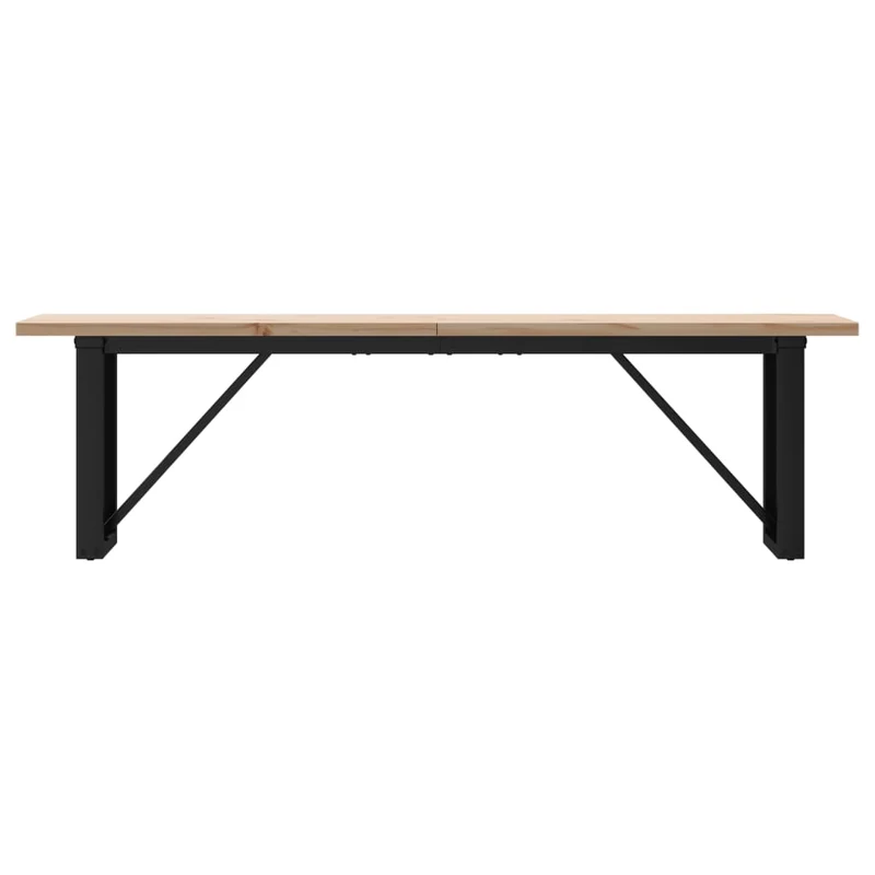 Table basse rectangulaire style industriel cadre en O 160 x 40 x 45,5 cm bois de pin et acier DEC036238