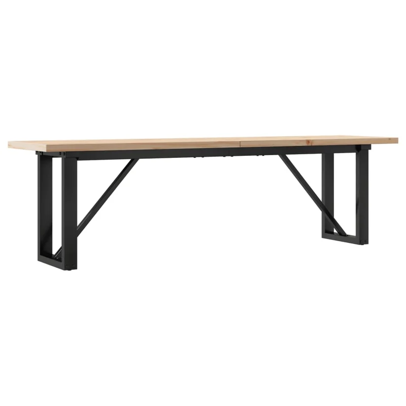 Table basse rectangulaire style industriel cadre en O 160 x 40 x 45,5 cm bois de pin et acier DEC036238