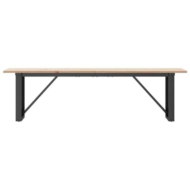 Table basse rectangulaire style industriel cadre en O 160 x 40 x 45 cm bois de pin et acier DEC036237