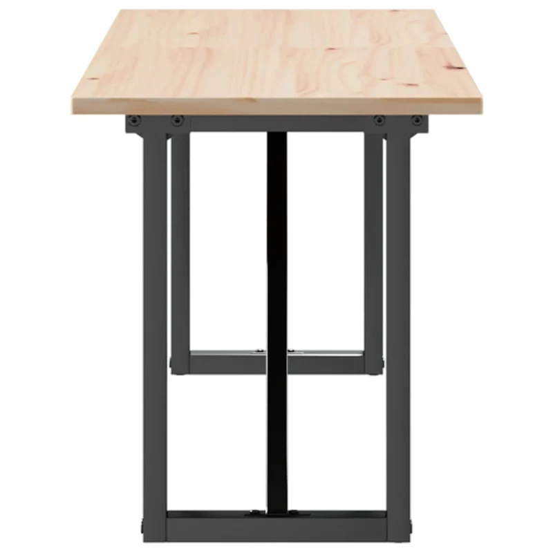 Table basse rectangulaire style industriel cadre en O 160 x 40 x 45 cm bois de pin et acier DEC036237