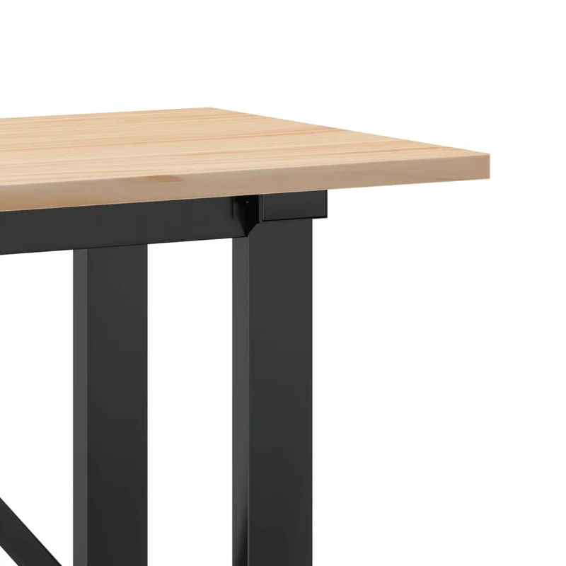Table basse rectangulaire style industriel cadre en O 160 x 40 x 45 cm bois de pin et acier DEC036237