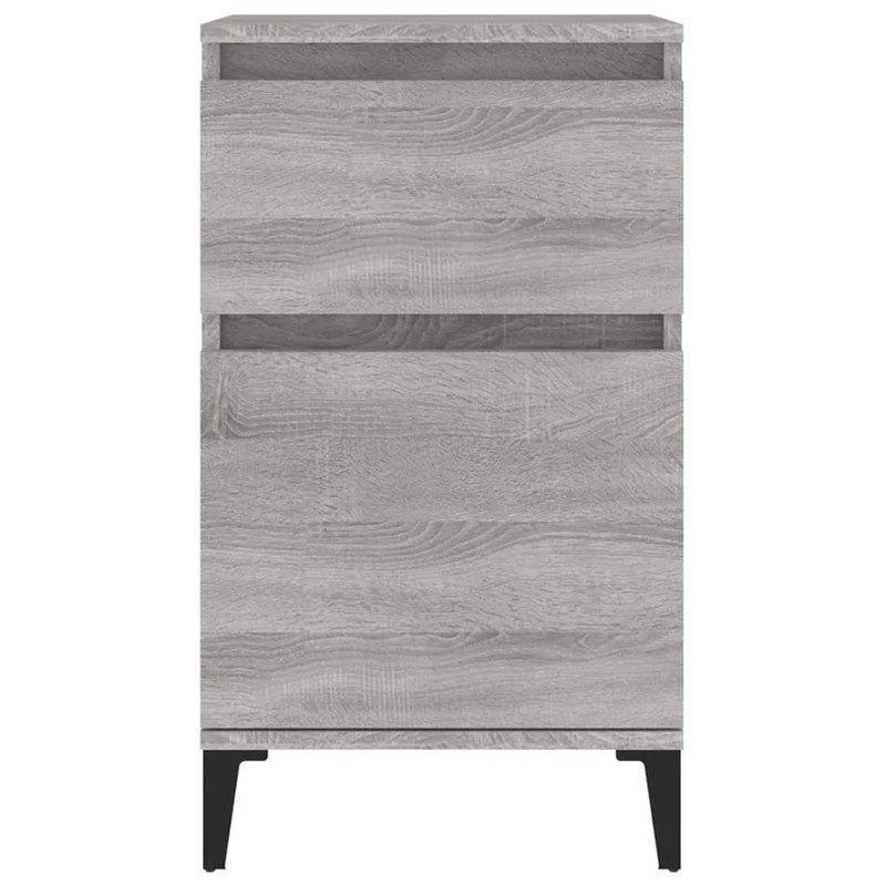 Table de chevet avc tiroir et compartiment avec porte 40 x 35 x 70 cm bois d'ingénierie gris et métal DEC034634