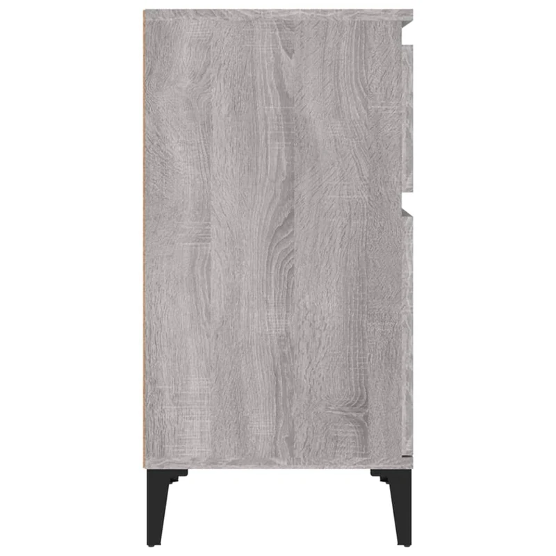 Table de chevet avc tiroir et compartiment avec porte 40 x 35 x 70 cm bois d'ingénierie gris et métal DEC034634