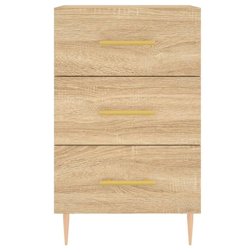 Table de chevet avec 3 tiroirs 40 x 40 x 66 cm bois d'ingénierie couleur chêne et fer DEC033863