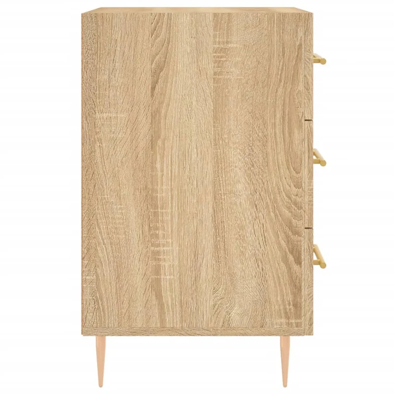 Table de chevet avec 3 tiroirs 40 x 40 x 66 cm bois d'ingénierie couleur chêne et fer DEC033863