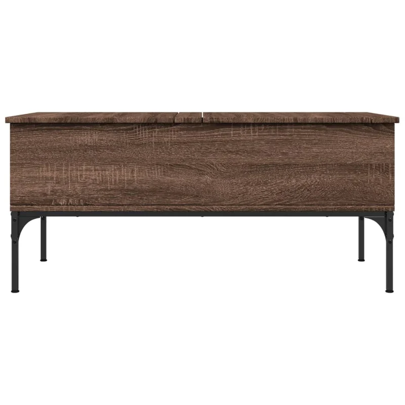 Table basse avec 2 compartiments cachés design industriel 100 x 50 x 45cm bois d'ingénierie marron et métal DEC038596