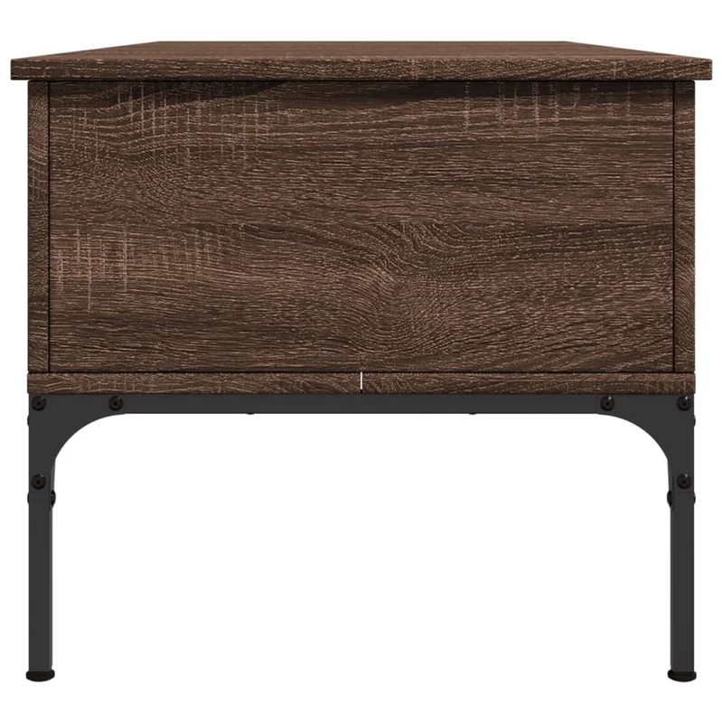 Table basse avec 2 compartiments cachés design industriel 100 x 50 x 45cm bois d'ingénierie marron et métal DEC038596
