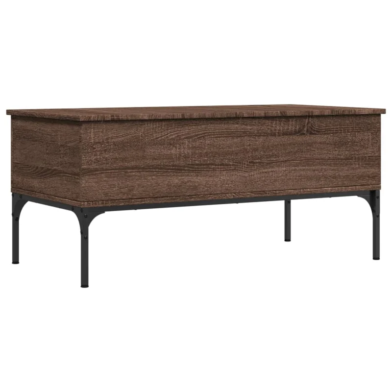 Table basse avec 2 compartiments cachés design industriel 100 x 50 x 45cm bois d'ingénierie marron et métal DEC038596