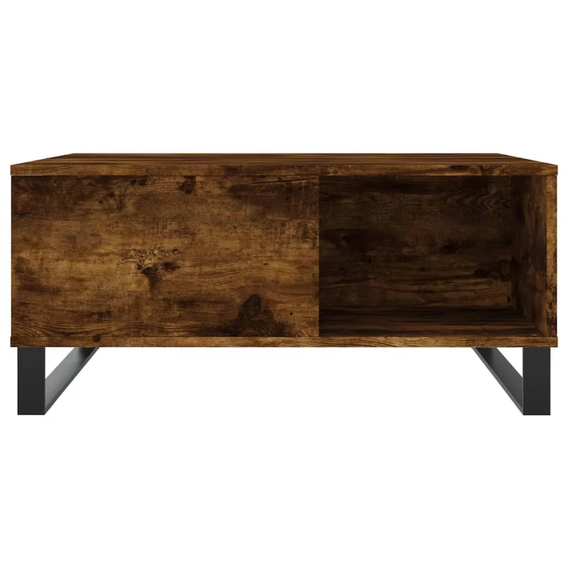 Table basse design rustique 80 x 80 x 36,5 cm bois d'ingénierie marron et métal DEC038486