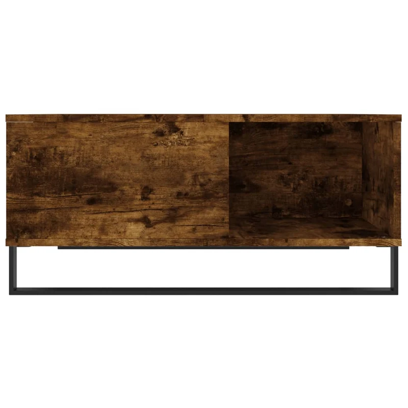 Table basse design rustique 80 x 80 x 36,5 cm bois d'ingénierie marron et métal DEC038486