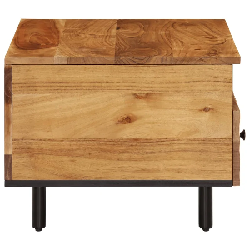 Table basse de salon avec tiroirs design rustique 80 x 54 x 40 cm bois massif d'acacia marron et fer DEC037183