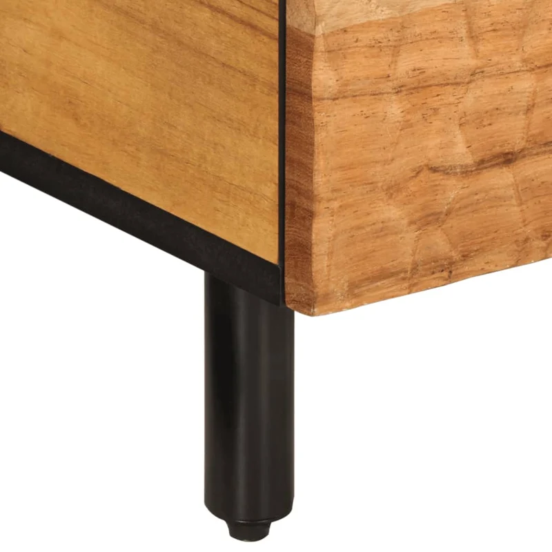 Table basse de salon avec tiroirs design rustique 80 x 54 x 40 cm bois massif d'acacia marron et fer DEC037183