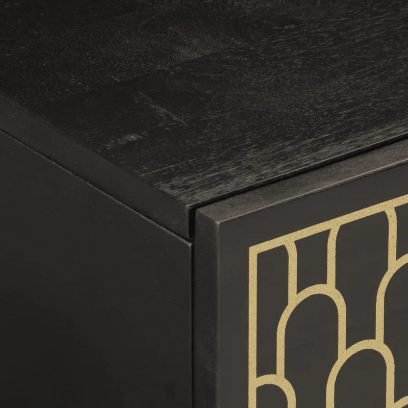Table basse de salon design tropical 80 x 50 x 40 cm bois de manguier massif noir et fer DEC037146