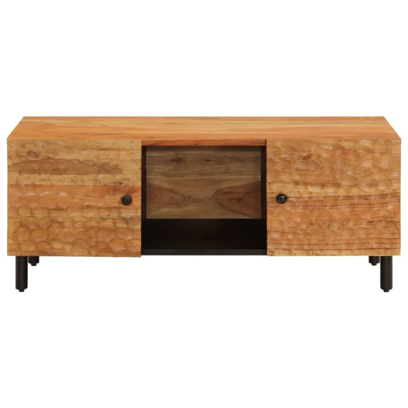 Table basse de salon design rustique 100 x 54 x 40 cm bois massif d'acacia et fer DEC036948