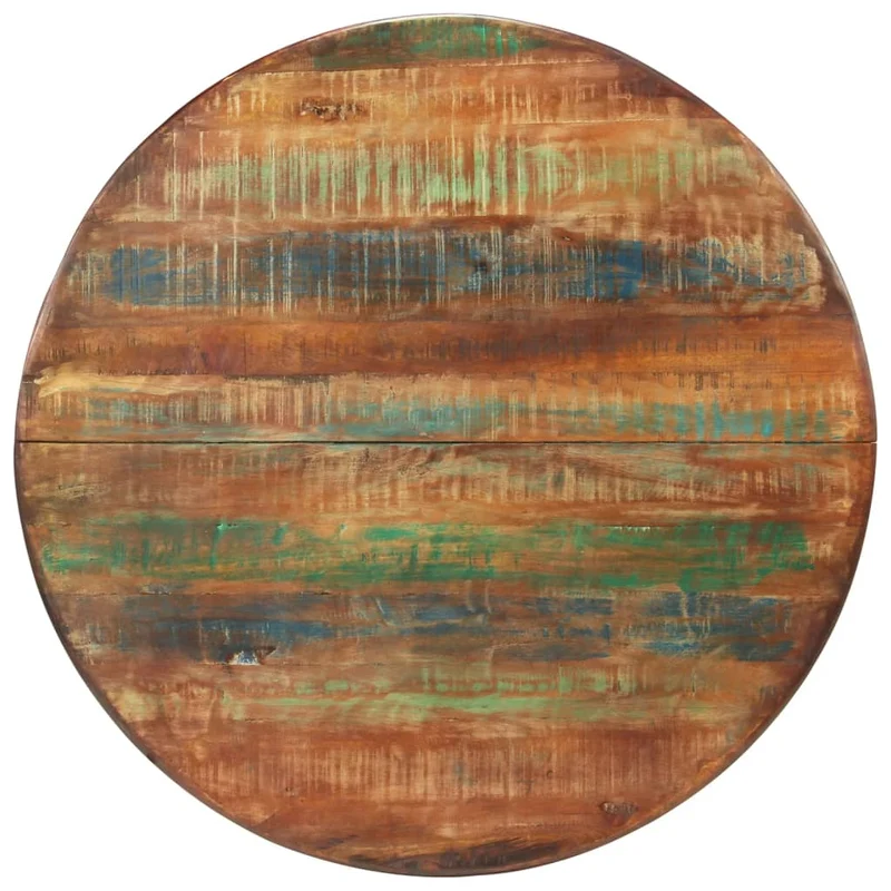 Table de salle à manger design industriel ø110 x 78 cm bois de récupération massif et acier DEC036683
