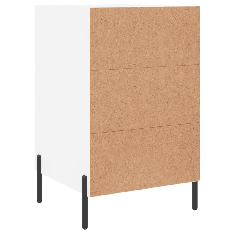 Table de chevet avec 3 tiroirs 40 x 40 x 66 cm bois d'ingénierie blanc et fer DEC033400