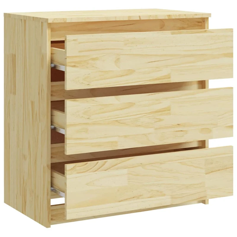 Table de chevet avec 3 tiroirs 60 x 36 x 64 cm bois de pin massif non traité DEC033078