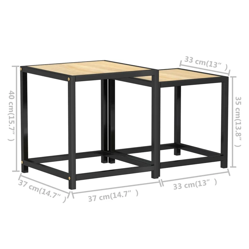 Lot de 2 tables d'appoint style industriel en MDF et acier DEC032742