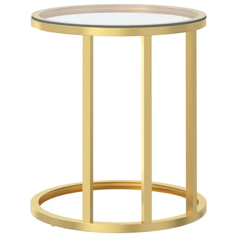 Table d'appoint bout de canapé hauteur 58 cm verre trempé et fer doré DEC032432