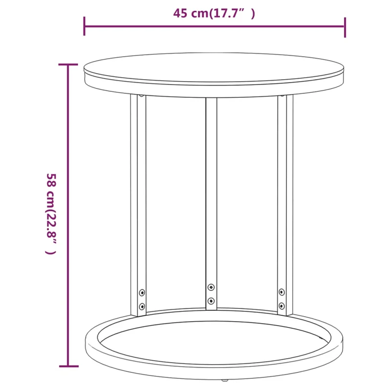 Table d'appoint bout de canapé hauteur 58 cm verre trempé et fer doré DEC032432