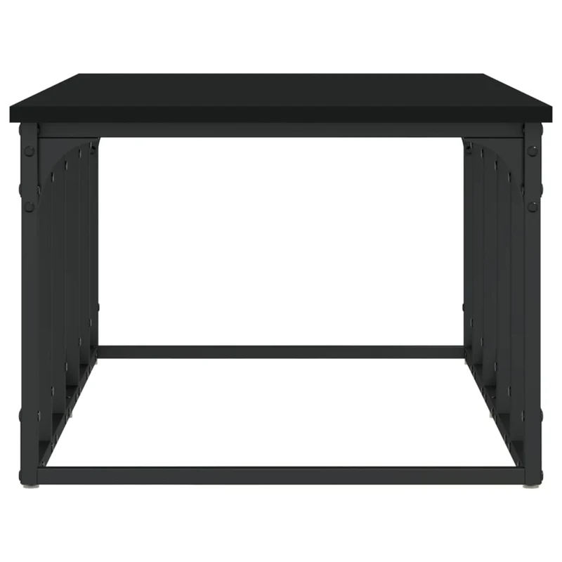 Table basse design industriel 100 x 50 x 35,5 cm bois d'ingénierie noir et métal DEC039544