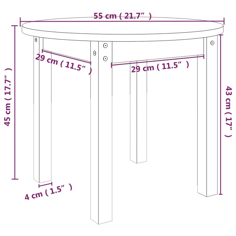 Table d'appoint design simple Ø 55 x 45 cm bois massif de pin couleur marron miel DEC039511