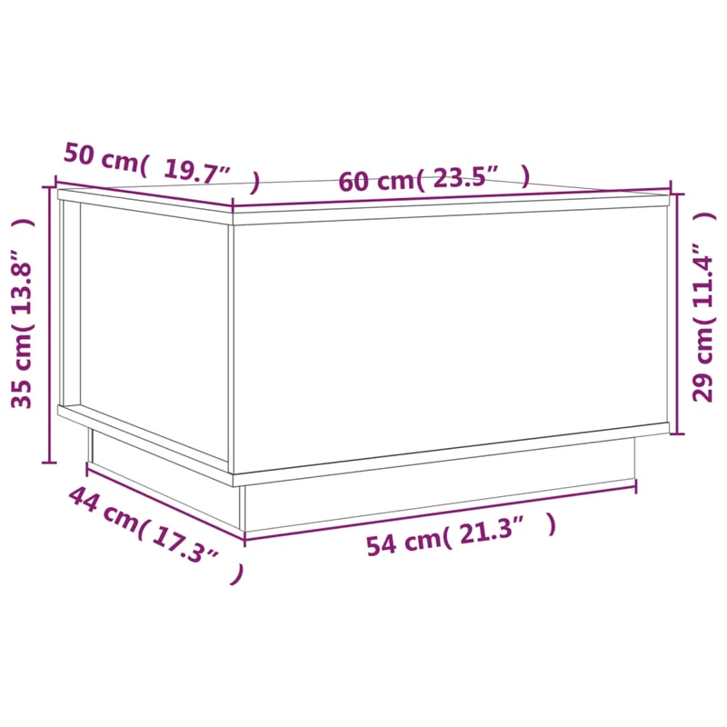 Table basse avec plateau relevable design rustique moderne 60 x 50 x 35 cm bois massif de pin marron DEC039487