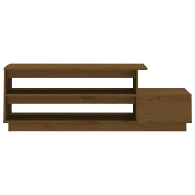 Table basse avec 2 compartiments et un tiroir design rustique 120 x 50 x 40,5 cm bois massif de pin marron DEC039476