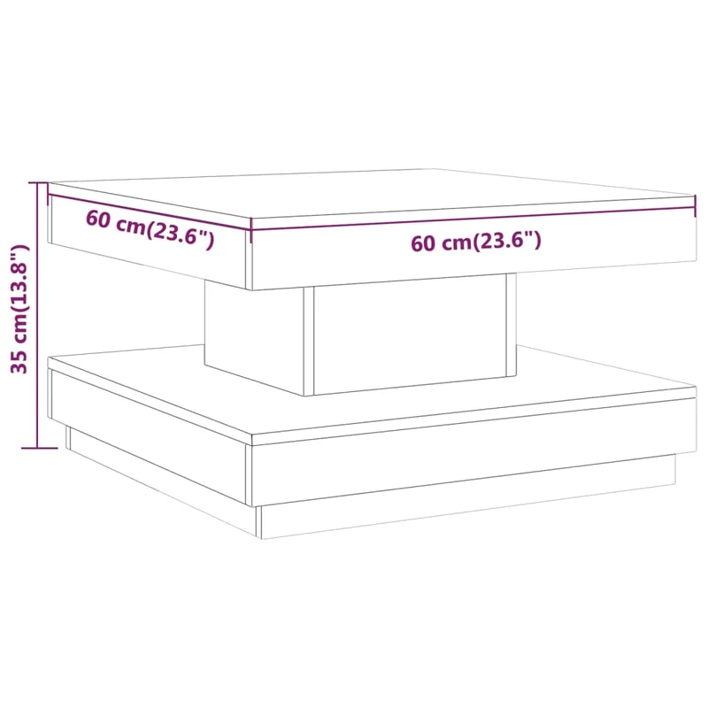 Table basse design rustique moderne 60 x 60 x 35 cm MDF marron DEC039451