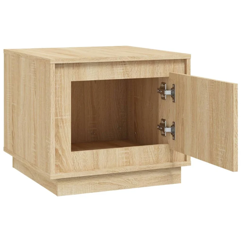 Table basse design rustique avec compartiment avec porte 51 x 50 x 44 cm bois d'ingénierie couleur chêne DEC038957