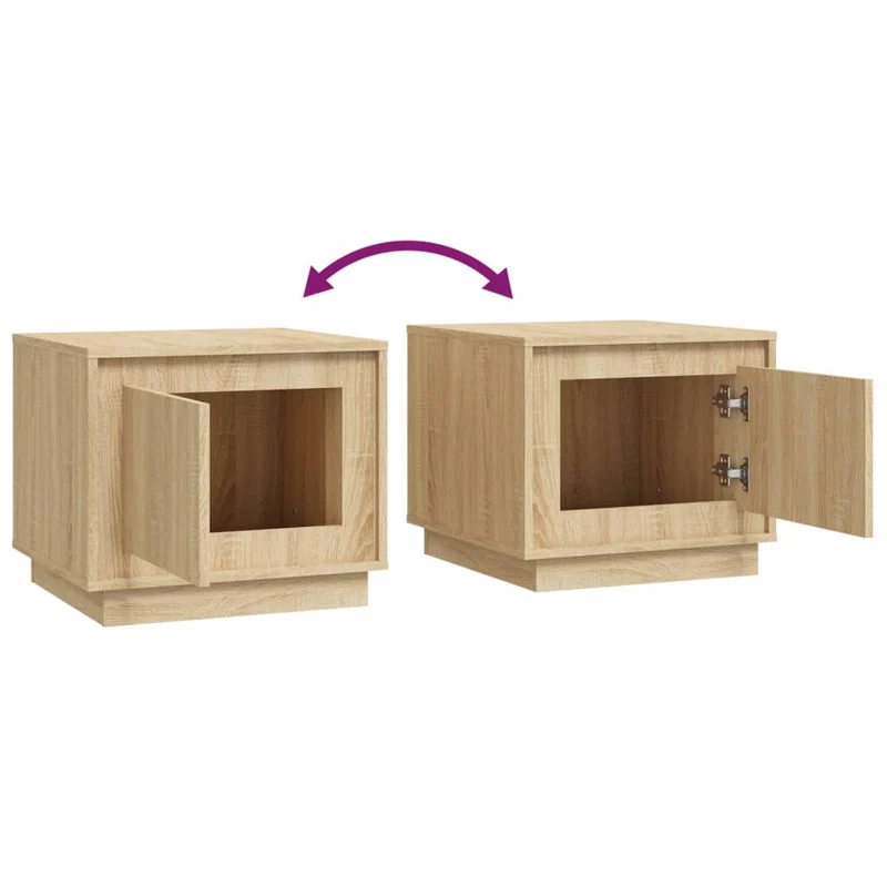 Table basse design rustique avec compartiment avec porte 51 x 50 x 44 cm bois d'ingénierie couleur chêne DEC038957